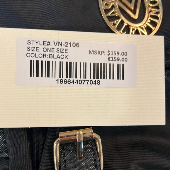 Valentino Orlandi Crossbody Bag Black Vegan Leather Nylon Wallet Zip Picket NWT - Picture 6 of 16